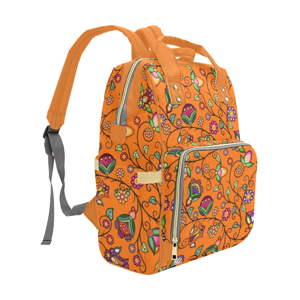 Heartbeat Petals Orange Multi-Function Diaper Backpack