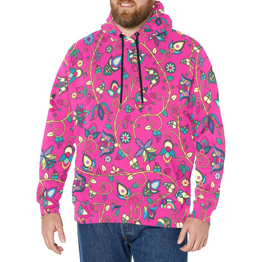 Thorny Path Pink Men's Long Sleeve Fleece Hoodie