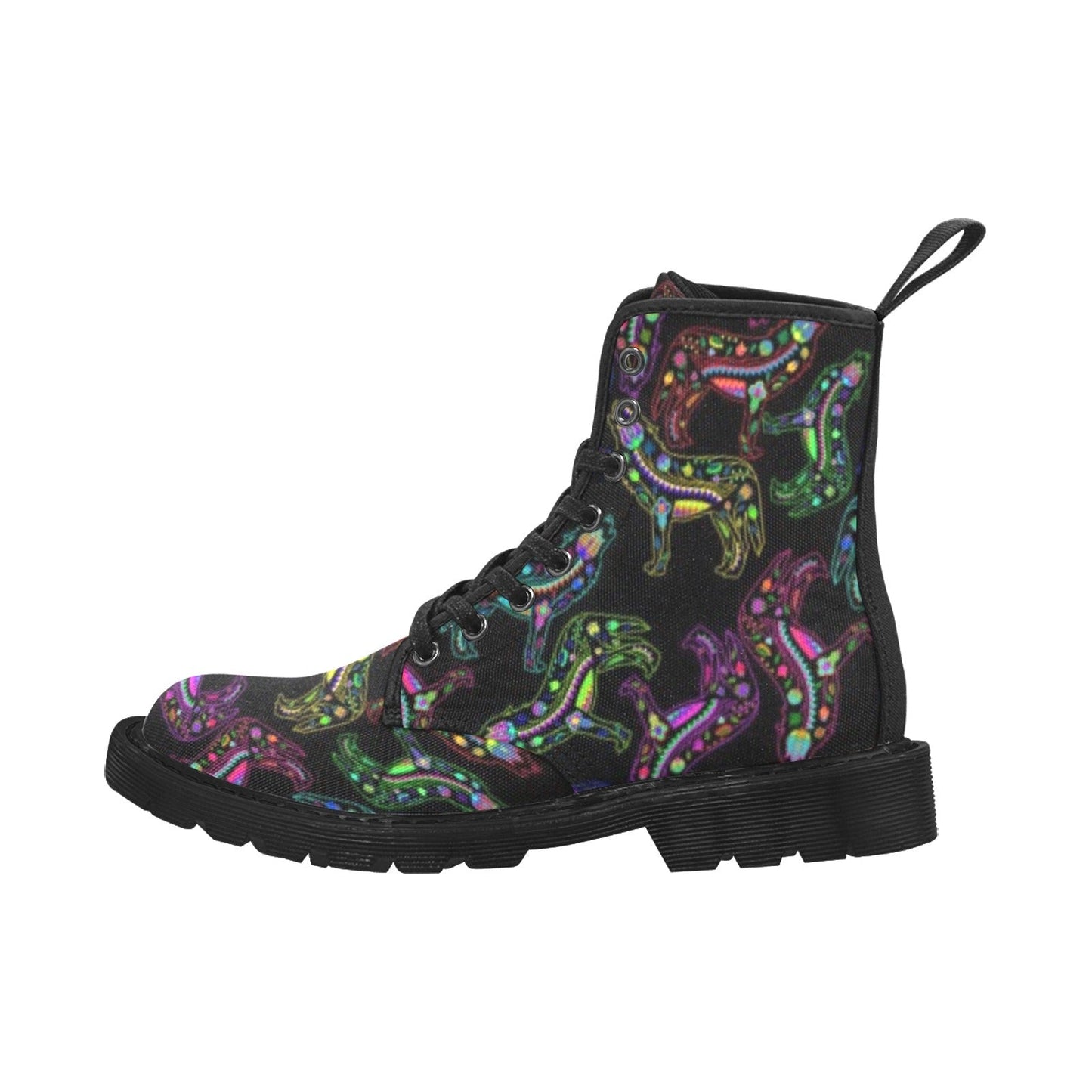 Neon Floral Wolves Boots