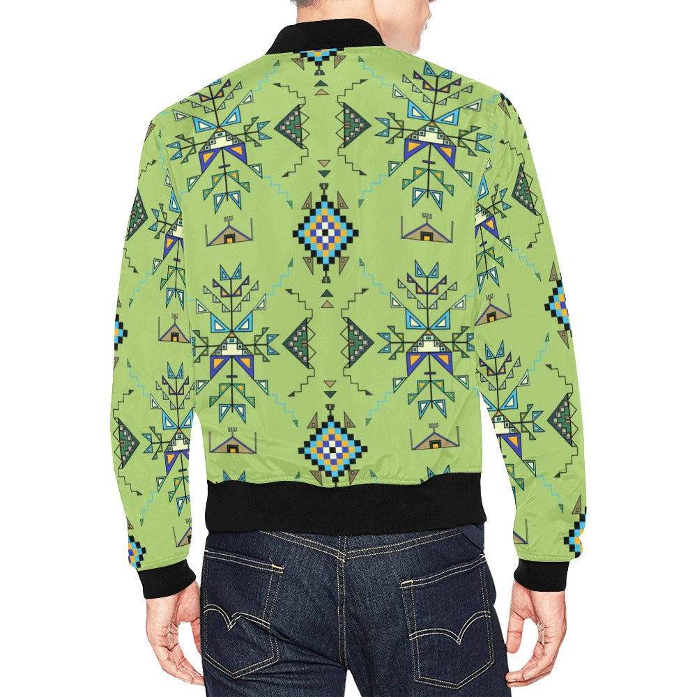Bear Shield Green Bomber Jacket for Men