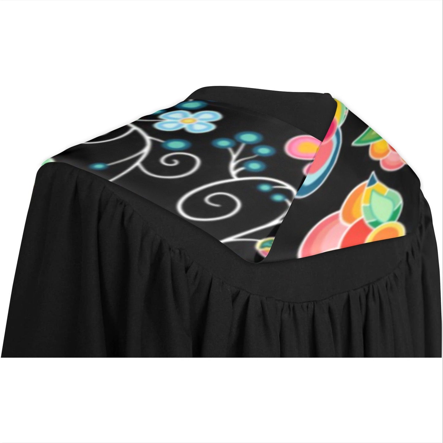 Floral Bounty Black Graduation Stole