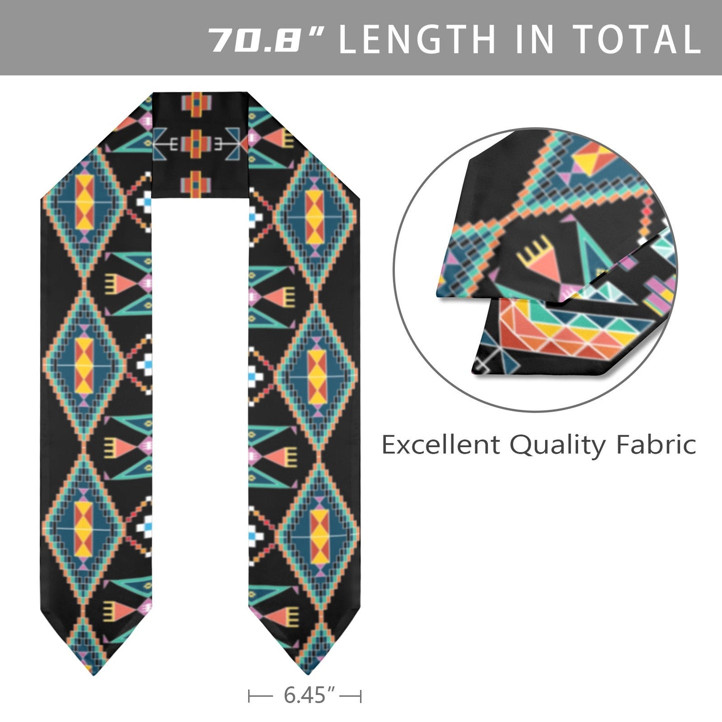 Travois Tipi Black Graduation Stole