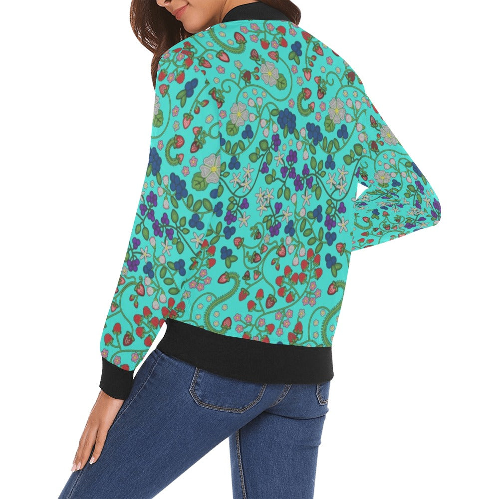 Grandmother Stories Turquoise Bomber Jacket for Women