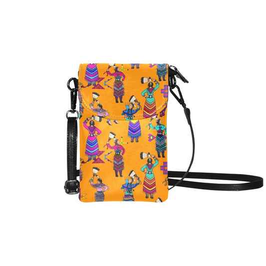 Women's Jingle Dancers Orange Small Cell Phone Purse