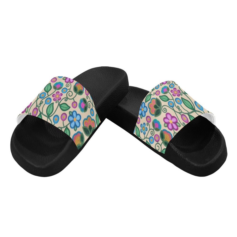 Turquoise Sunbeam Cream Slide Sandals