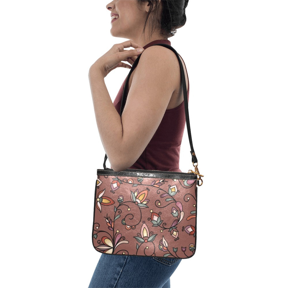 Burnt Sky Petals Brown Small Shoulder Bag