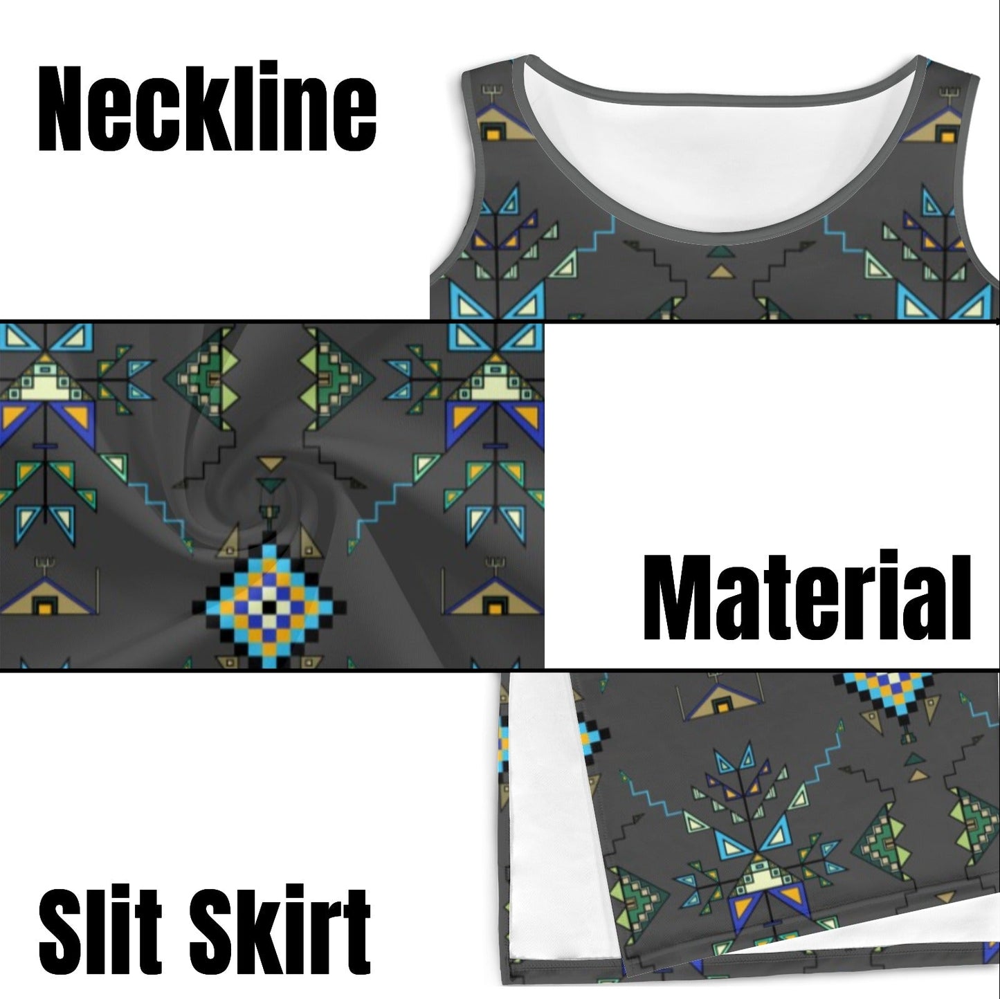 Bear Shield Gray Phaedra Sleeveless Open Fork Long Dress