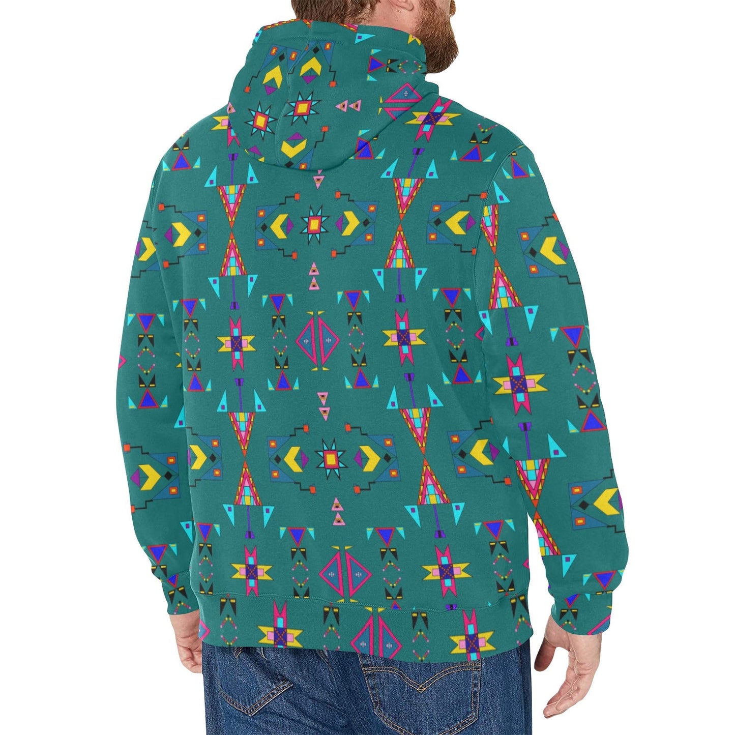 Enemy Territory Teal Men's Long Sleeve Fleece Hoodie