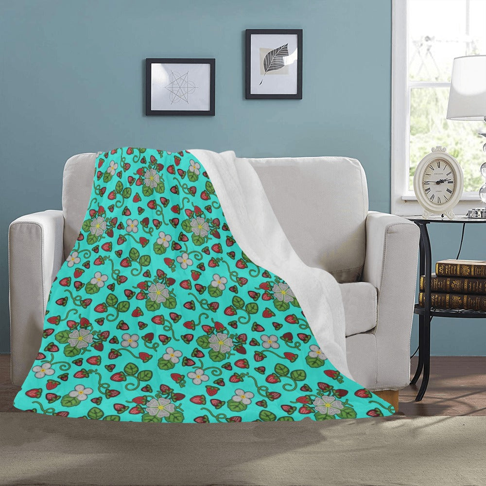 Strawberry Dreams Turquoise Ultra-Soft Micro Fleece Blanket 50"x60"