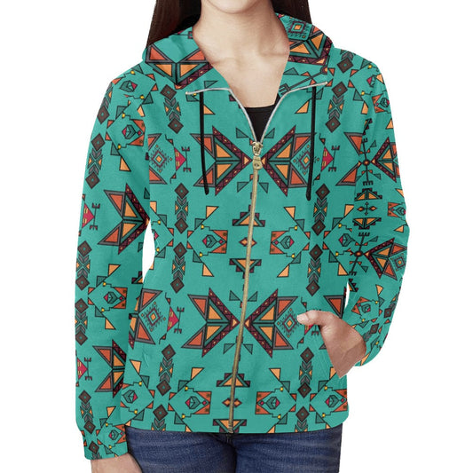 Arrow Dawn Turquoise Full Zip Hoodie for Women