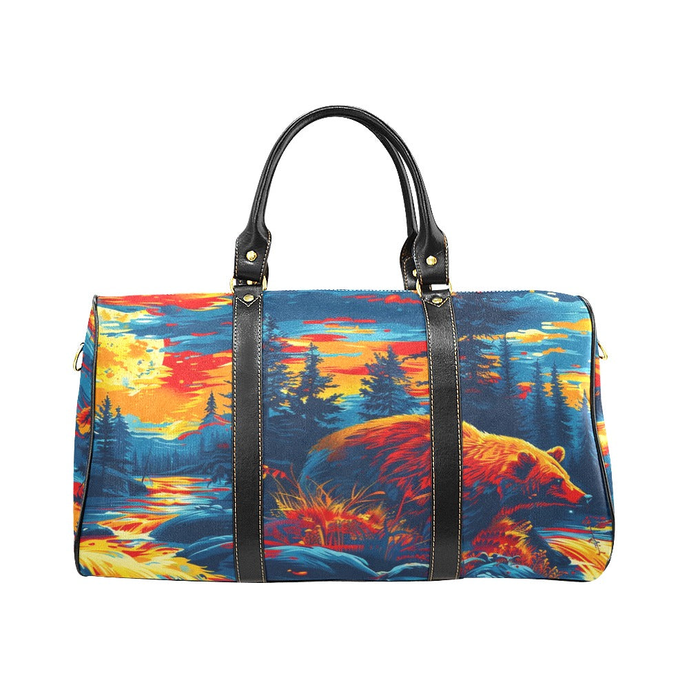 Fishing Bear Large Travel Bag