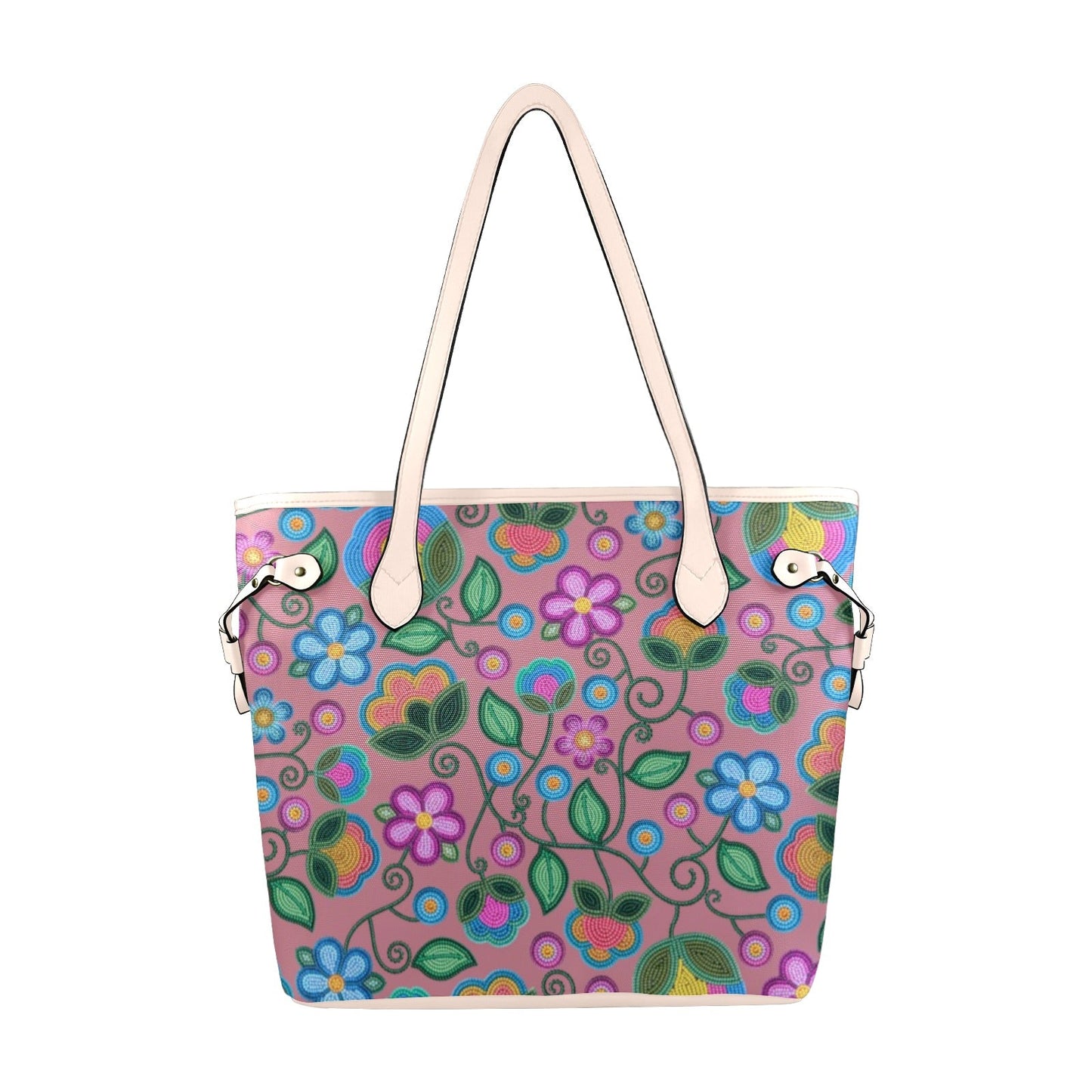 Turquoise Sunbeam Peach Clover Canvas Tote
