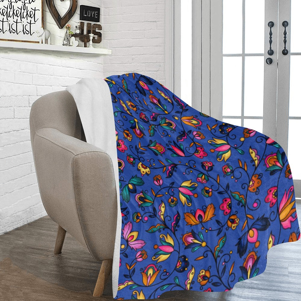 Copper Prairie Petals Blue X-Large Micro Fleece Blanket