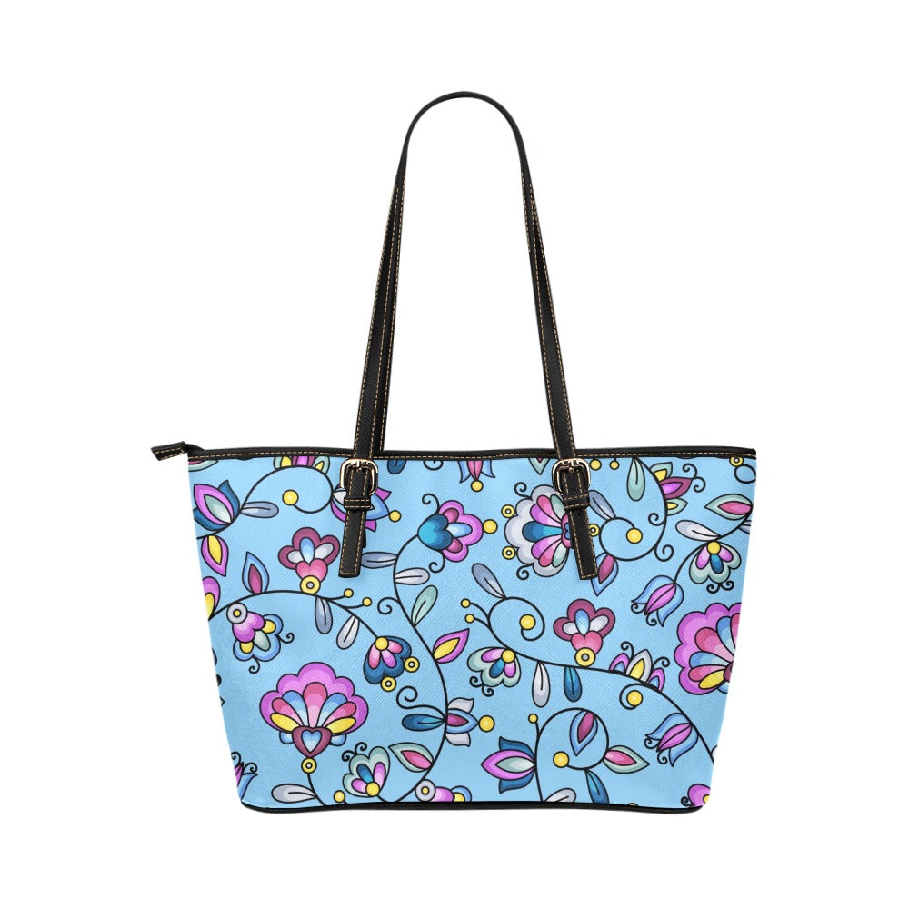 Autumn Bundle Blessing Blue Leather Tote