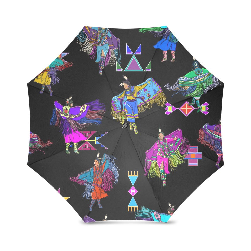 Women's Fancy Dancers Black Foldable Umbrella
