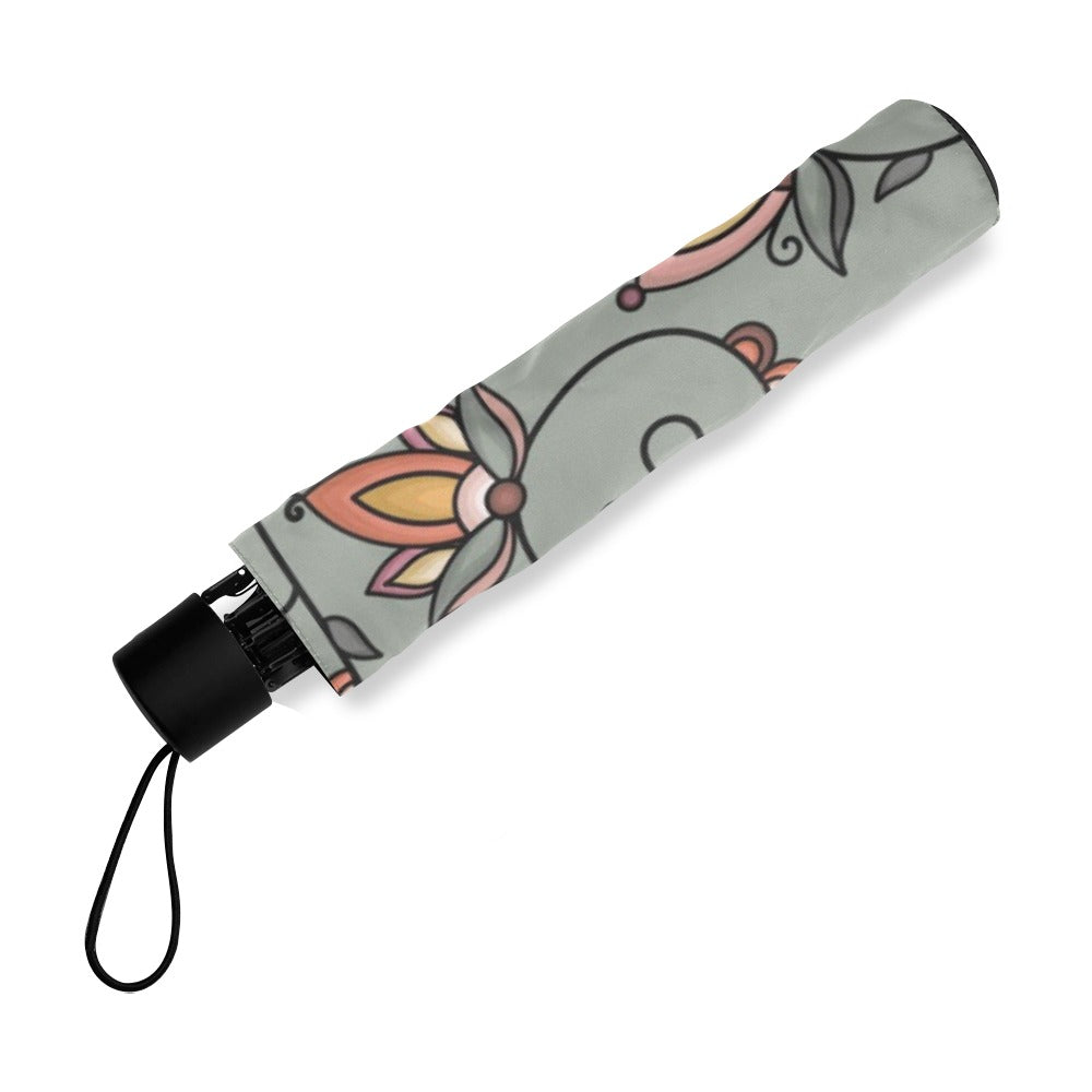 Burnt Sky Petals Green Foldable Umbrella