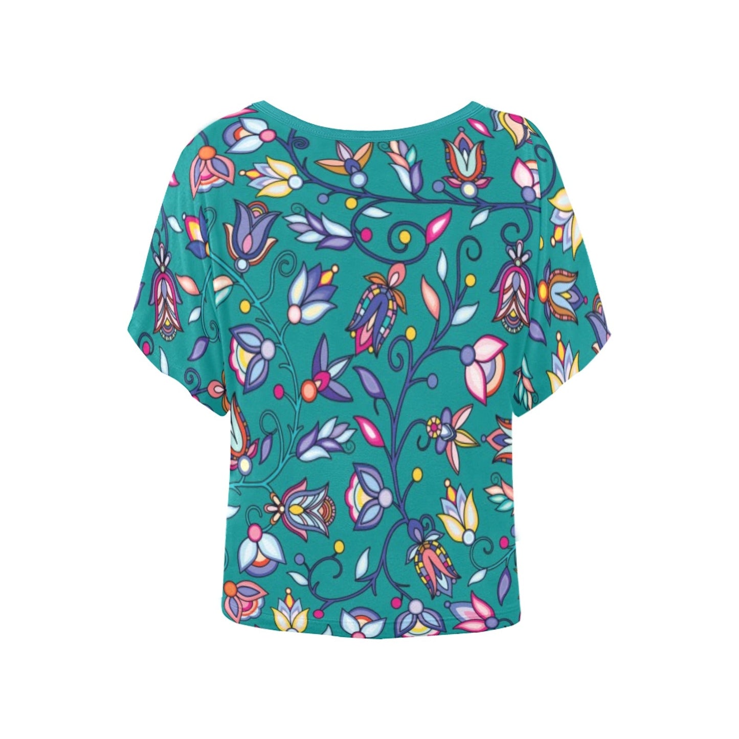 Buffalo Bloom Turquoise Women's Batwing-Sleeved Blouse T shirt