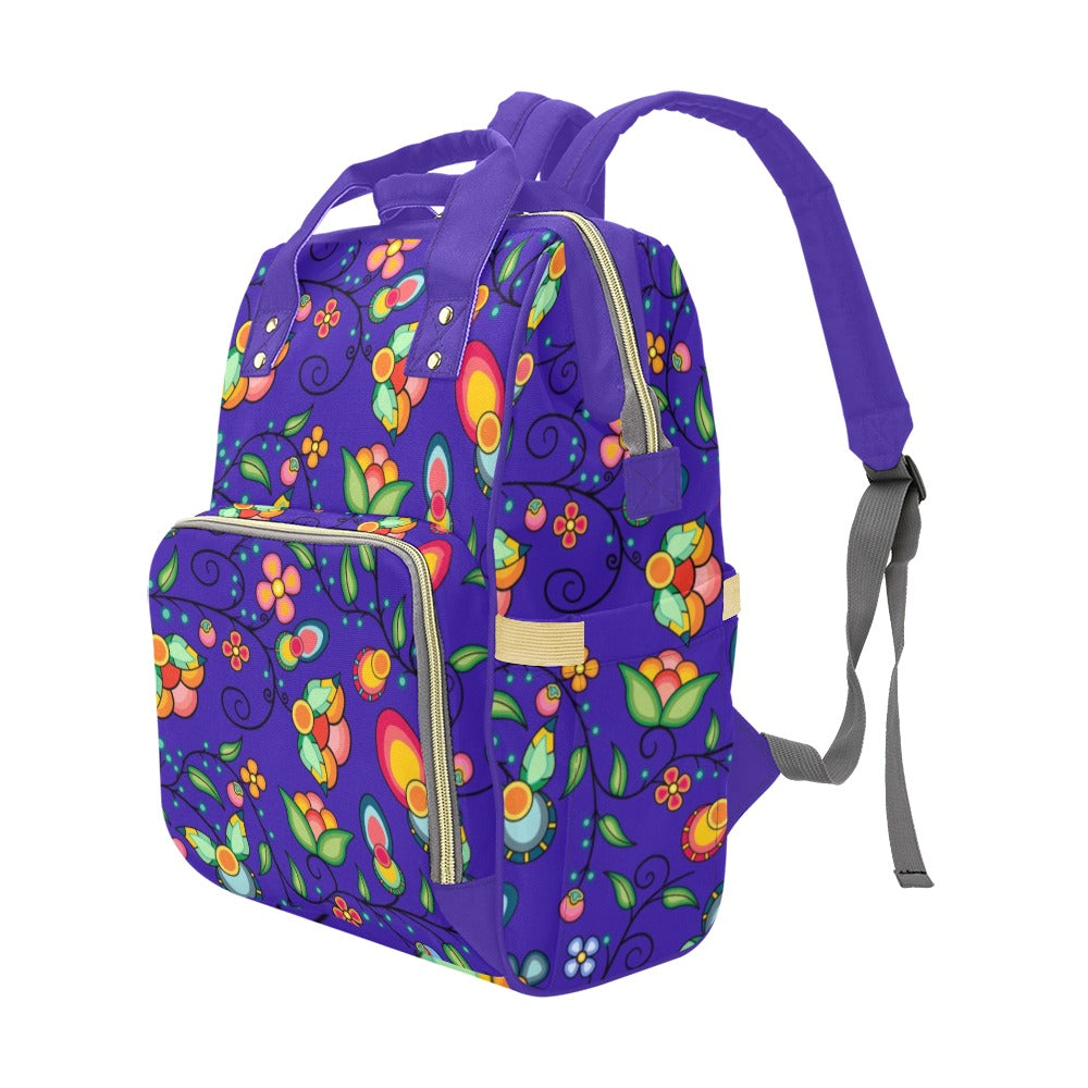 Floral Bounty Blue Multi-Function Diaper Backpack
