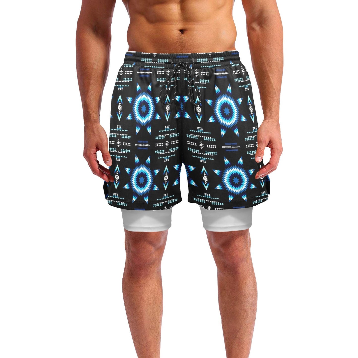 Rising Star Wolf Moon Men's Sports Shorts with Compression Liner