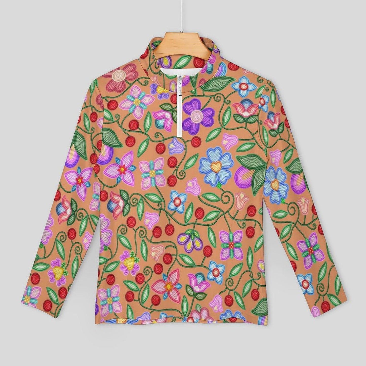 Petal Harmony Terracotta Long Sleeve Yoga Shirt