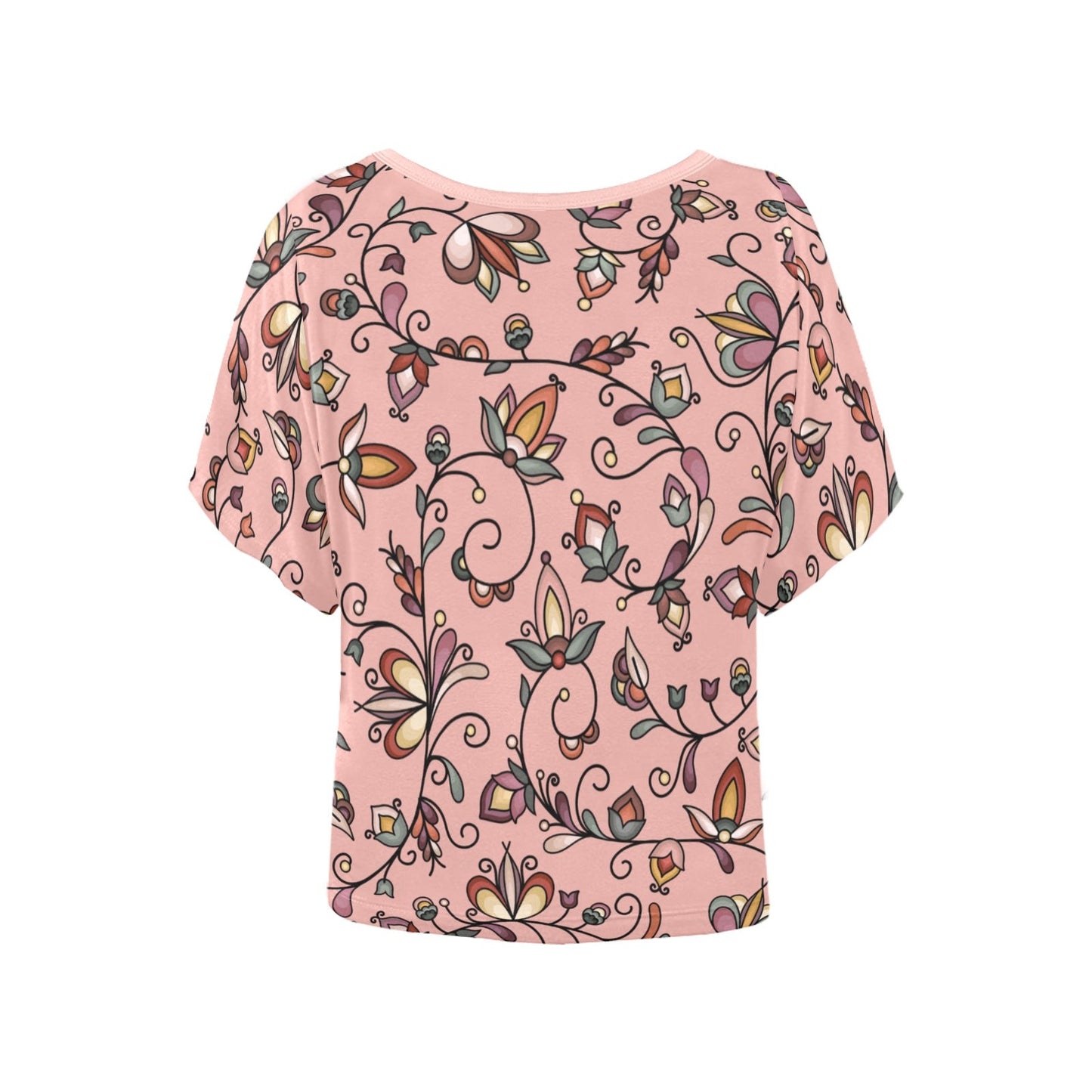 Burnt Sky Petals Peach Women's Batwing-Sleeved Blouse T shirt