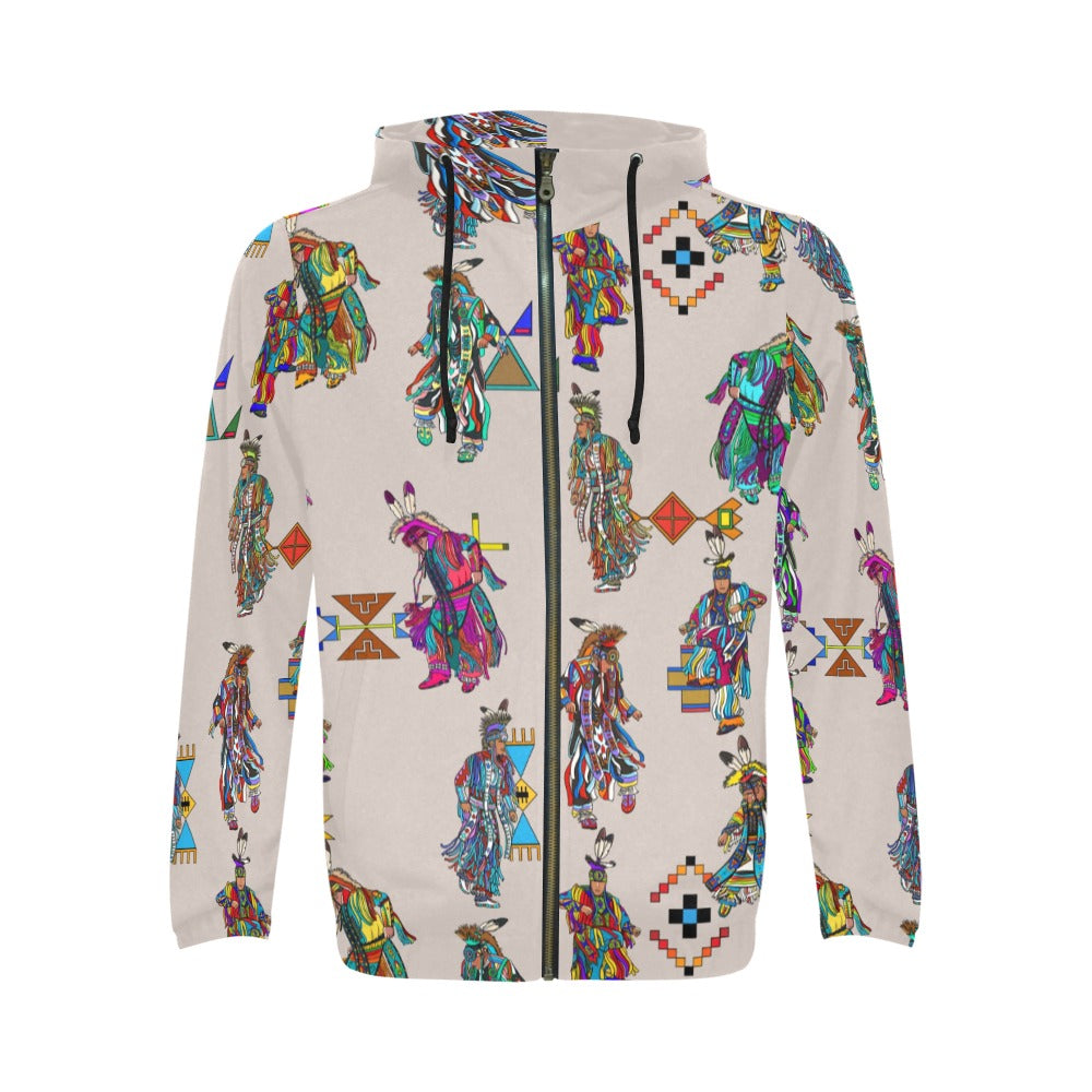 Men's Grass Dancers Muslin Men's Zipper Hoodie
