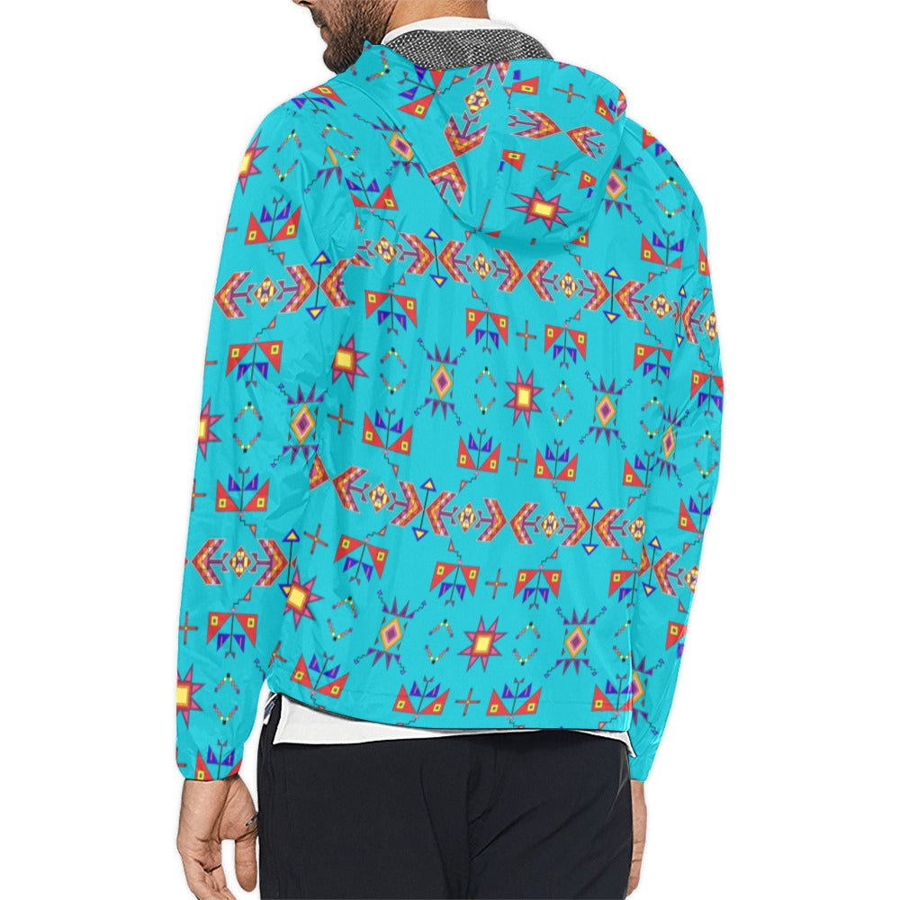 Scattered Generations Turquoise Men's Windbreaker