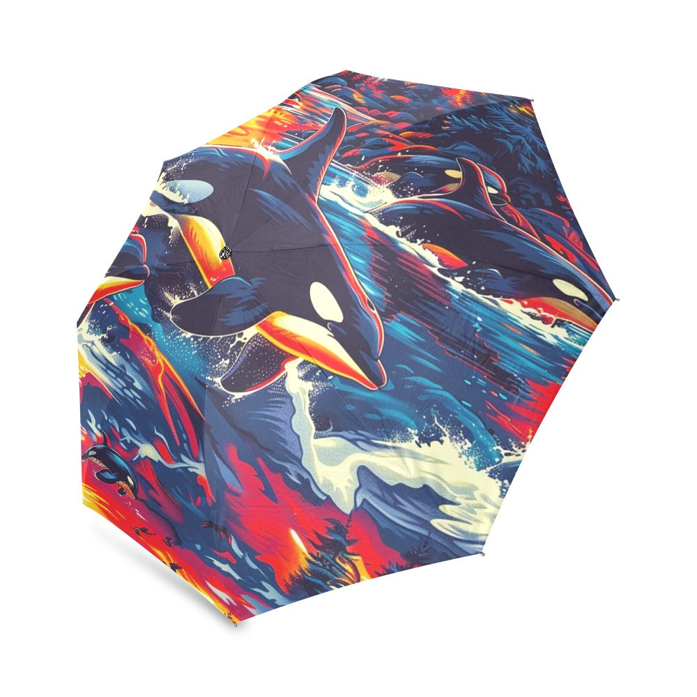 Killer Whales in the Bay Foldable Umbrella