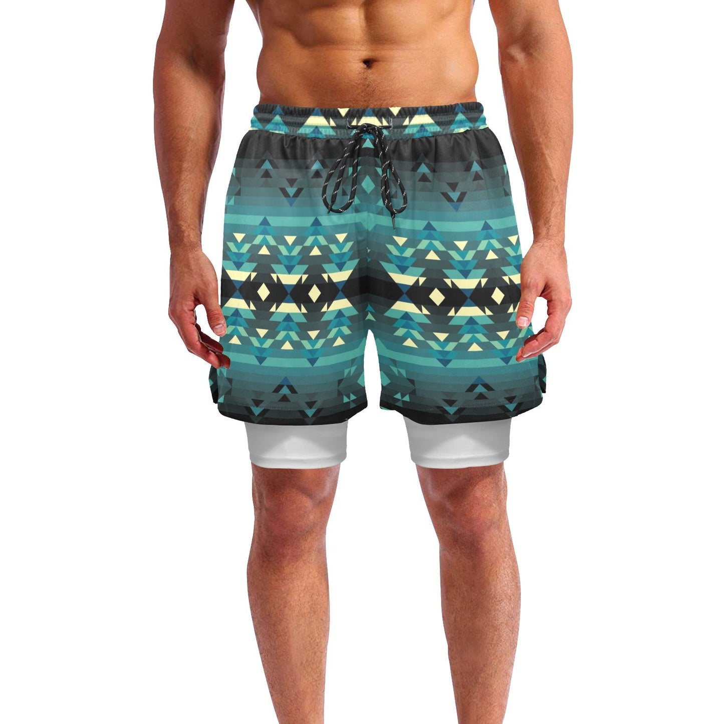 Inspire Green Men's Sports Shorts with Compression Liner