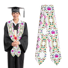 Load image into Gallery viewer, Geometric Floral Fall White Graduation Stole
