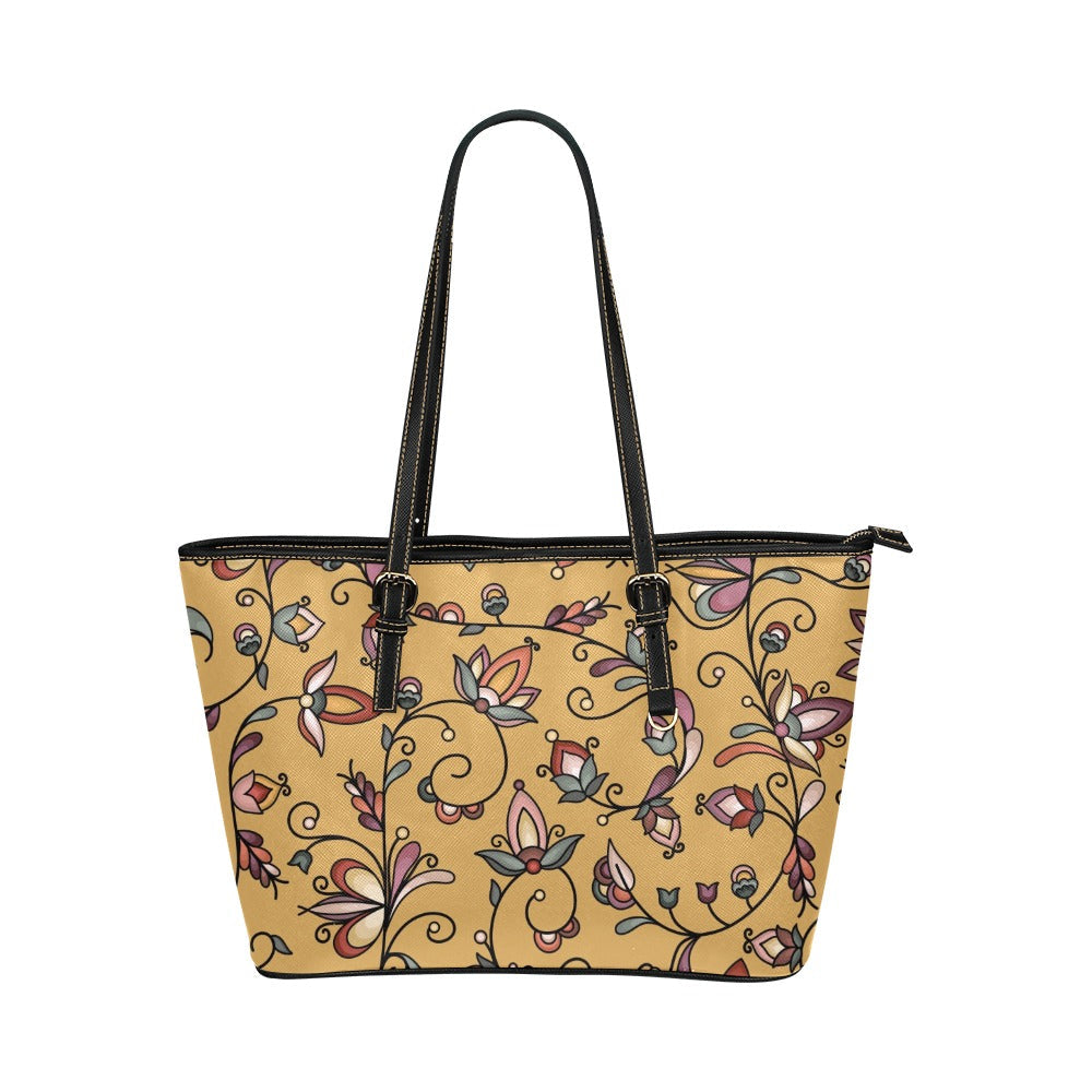 Burnt Sky Petals Gold Leather Tote