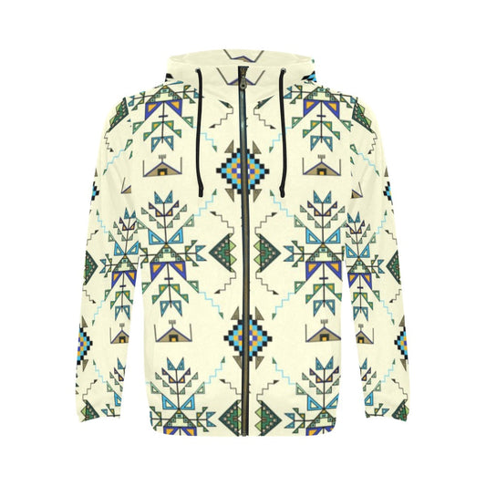 Bear Shield Cream Zip Hoodie