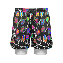 Load image into Gallery viewer, Indigenous Paisley Black Men&#39;s Sports Shorts with Compression Liner
