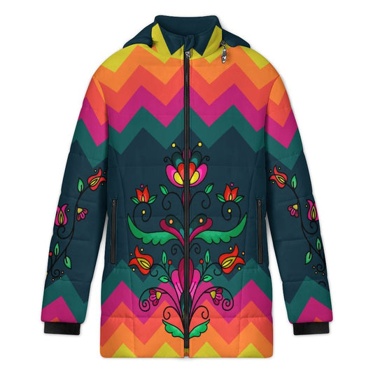 Autumn Kinship Wreath Women's Hooded Puffer Coat