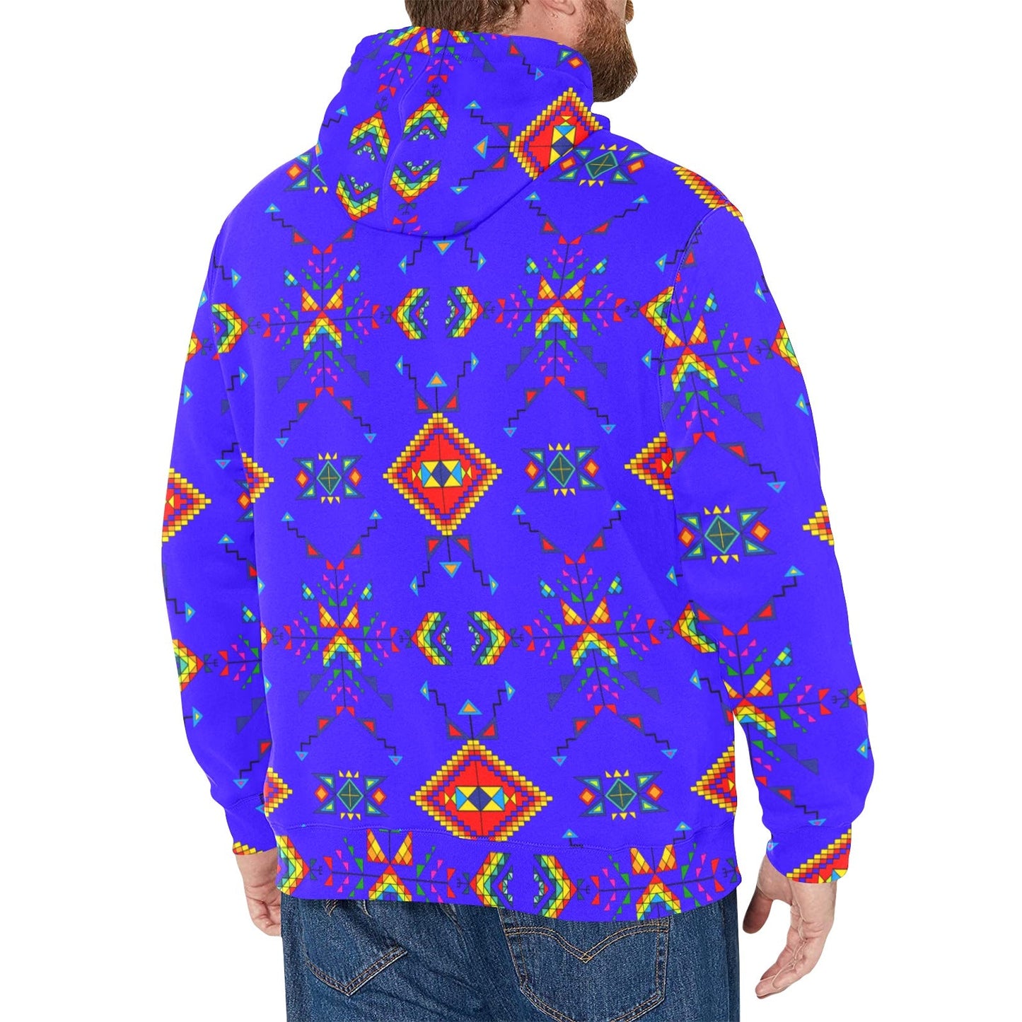 Buffalo Jump Blue Men's Long Sleeve Fleece Hoodie