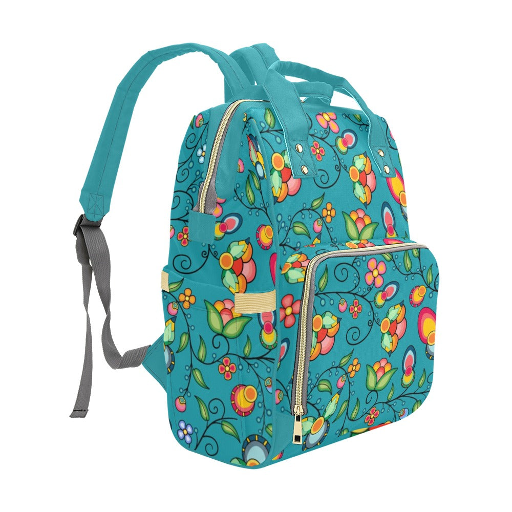 Floral Bounty Teal Multi-Function Diaper Backpack