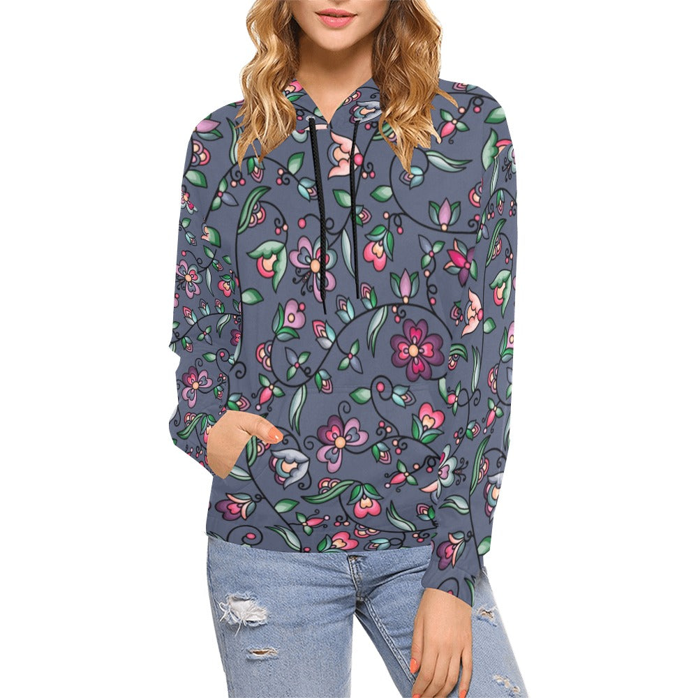 Amber Evening Garland Blue Hoodie for Women (USA Size)