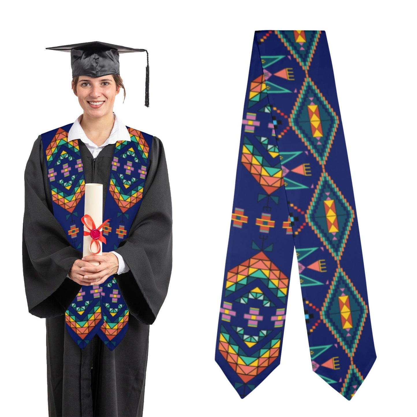 Travois Tipi Blue Graduation Stole