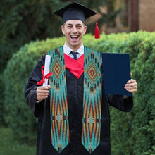 Load image into Gallery viewer, Fire Feather Turquoise Graduation Stole
