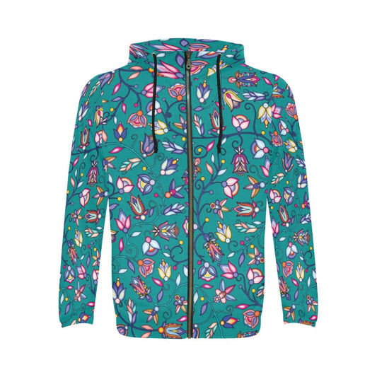 Buffalo Bloom Turquoise Zip Hoodie
