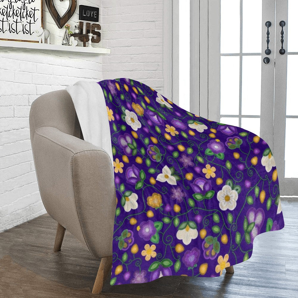 Midnight Moss Bloom Aubergine Large Micro Fleece Blanket