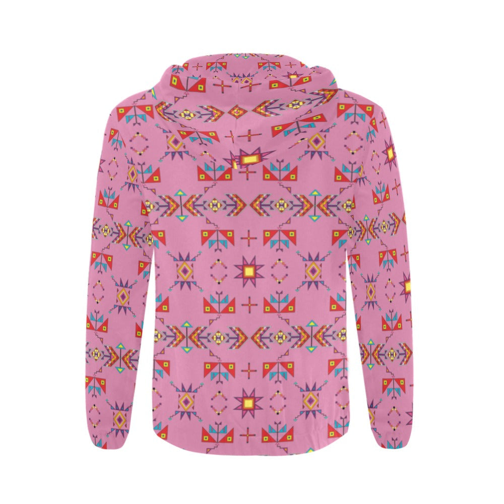 Scattered Generations Pink Men's Zipper Hoodie