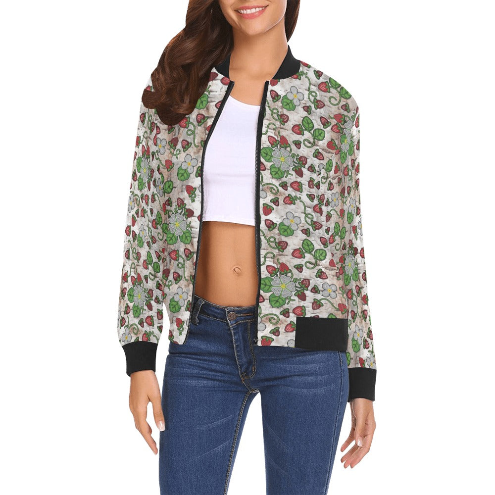 Strawberry Dreams Br Bark Bomber Jacket for Women