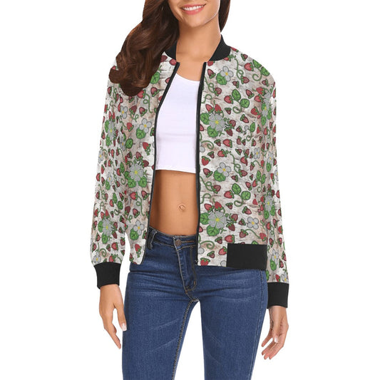 Strawberry Dreams Br Bark Bomber Jacket for Women