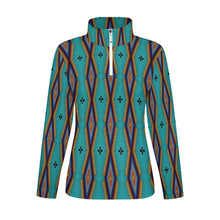 Load image into Gallery viewer, Diamond in the Bluff Turquoise Long Sleeve Yoga Shirt
