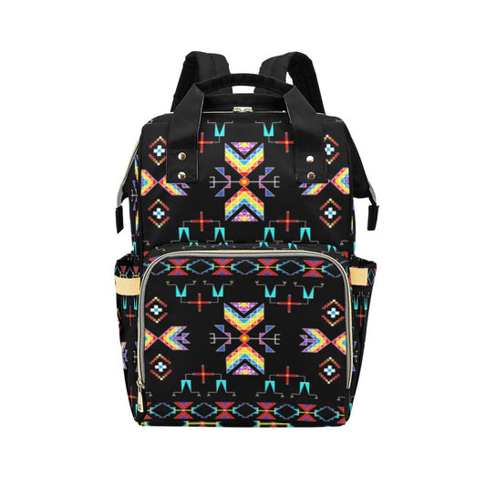 Rainy Chief Rainbow Black Multi-Function Diaper Backpack