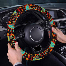 Load image into Gallery viewer, Hawk Feathers Fire and Turquoise Steering Wheel Cover with Elastic Edge
