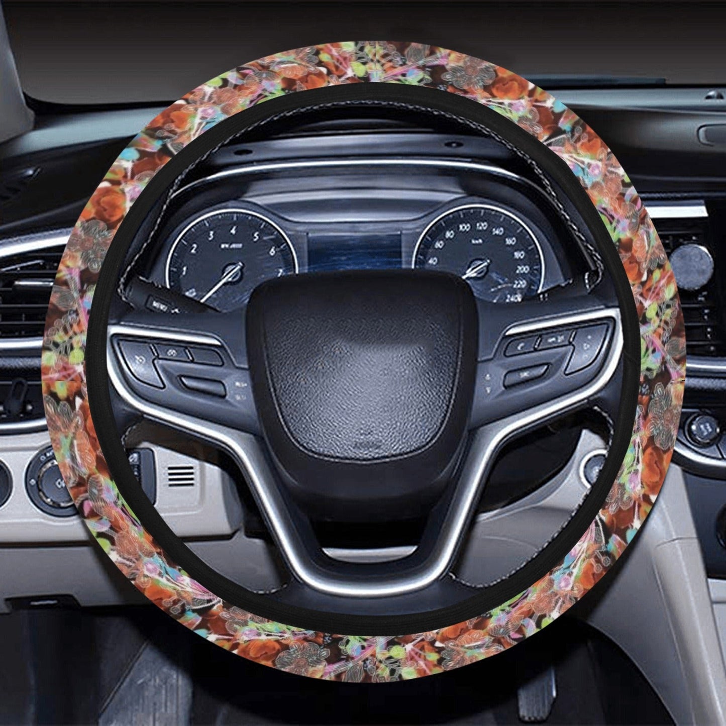 Culture in Nature Orange Steering Wheel Cover with Elastic Edge