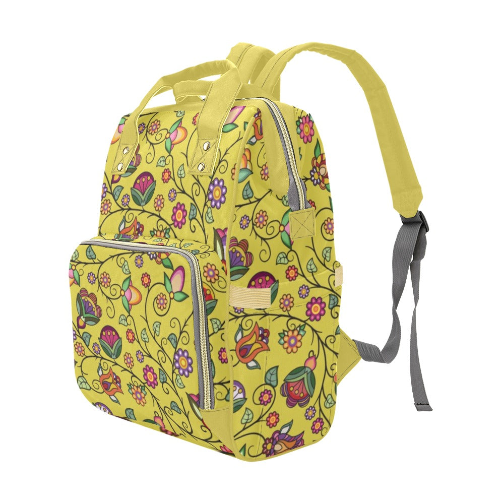 Heartbeat Petals Yellow Multi-Function Diaper Backpack