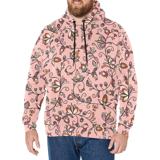 Burnt Sky Petals Peach Men's Long Sleeve Fleece Hoodie
